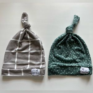 Copper Pearl hats - 0-4 months - green and grey